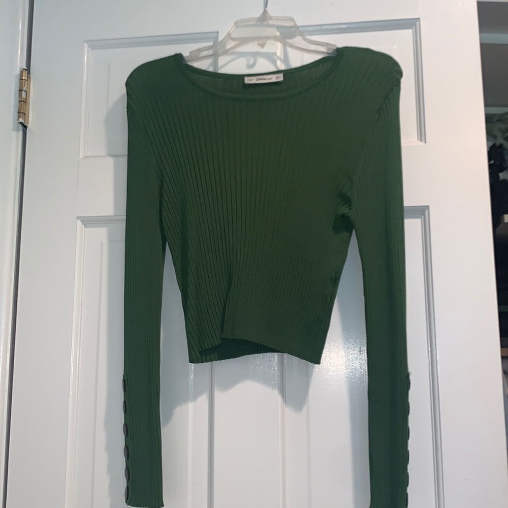 Zara green long sleeve top